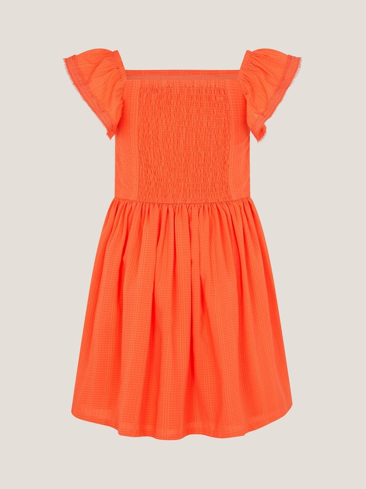 Monsoon Orange Floral Embroidered Square Neck Dress - Image 1 of 2