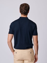 Aubin Blue Coleridge Textured Front Polo Shirt - Image 2 of 5