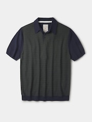 Aubin Blue Coleridge Textured Front Polo Shirt - Image 5 of 5