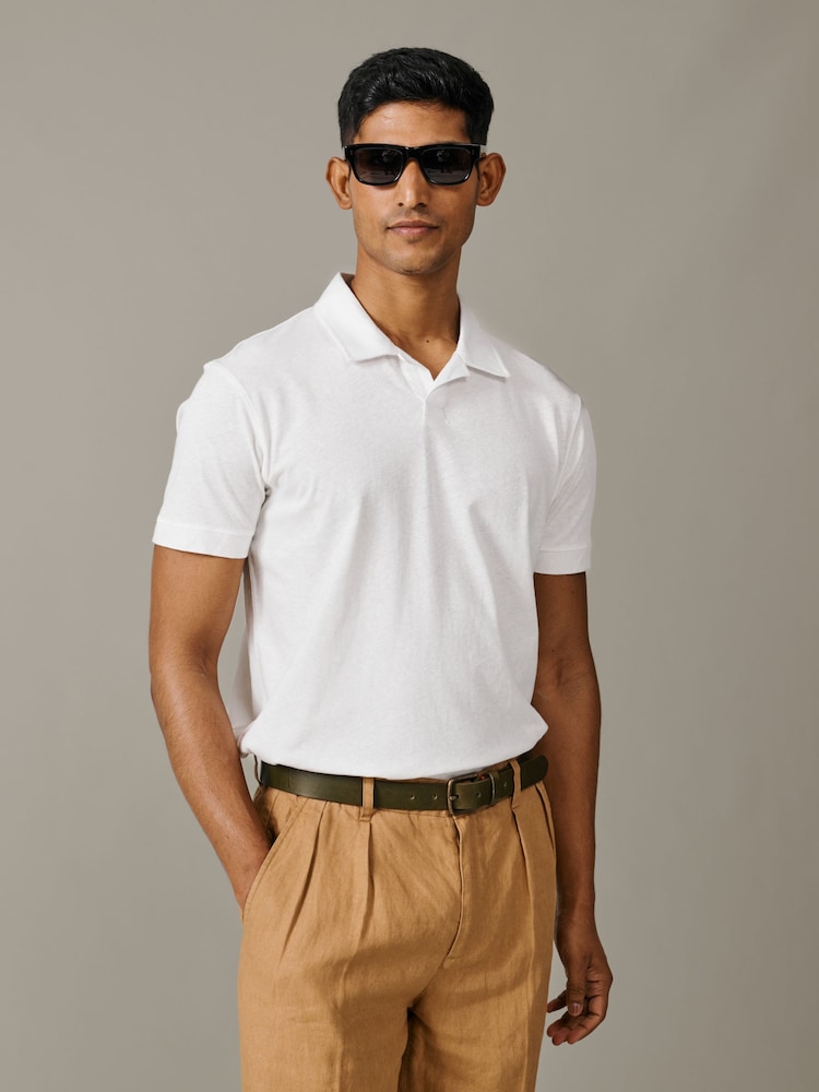 Белый - Рубашка поло с открытым воротником Aubin Heritage - Изображение 1 5