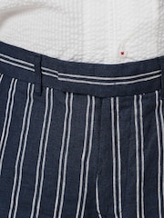 Pantalones cortos de lino a rayas con parte delantera plana de Aubin Elwis - Imagen 3 de 5
