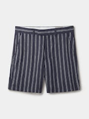 Pantalones cortos de lino a rayas con parte delantera plana de Aubin Elwis - Imagen 5 de 5