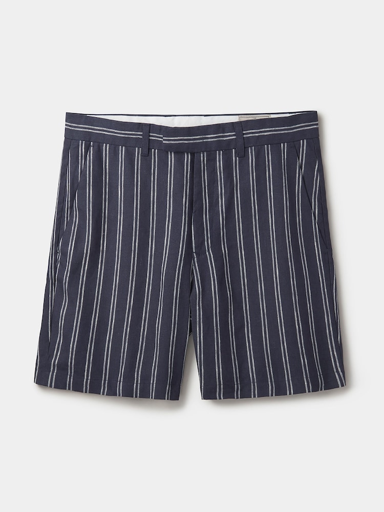 Pantalones cortos de lino a rayas con parte delantera plana de Aubin Elwis - Imagen 5 de 5