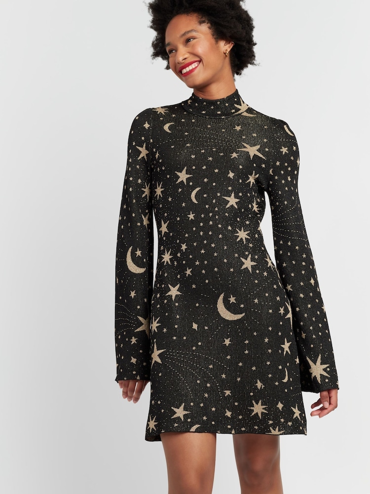 Chinti & Parker Laura Whitmore Constellation Black Mini Dress - Image 2 of 6 Chinti & Parker Laura Whitmore Constellation Black Mini Dress - Image 2 of 6