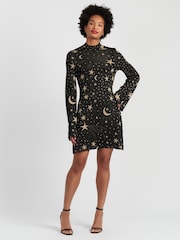 Chinti & Parker Laura Whitmore Constellation Black Mini Dress - Image 4 of 6