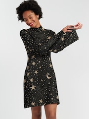Chinti & Parker Laura Whitmore Constellation Black Mini Dress - Image 5 of 6