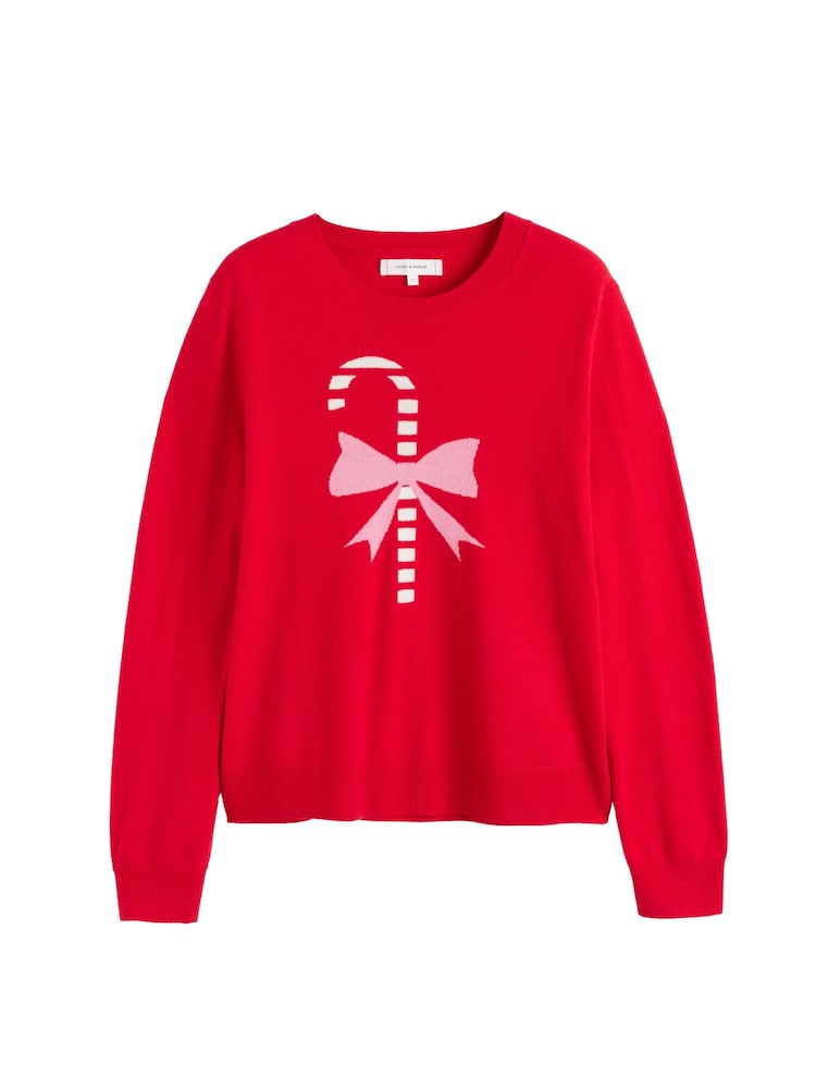 Chinti & Parker Red Velvet Wool Cashmere Candy Cane Sweater - Image 4 of 4 Chinti & Parker Red Velvet Wool Cashmere Candy Cane Sweater - Image 4 of 4