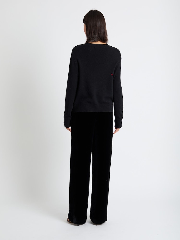 Chinti & Parker Merino Wool Velvet Bow Black Sweater - Image 2 of 4 Chinti & Parker Merino Wool Velvet Bow Black Sweater - Image 2 of 4