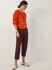 Monsoon Orange Enya Floral Cable Knit Cardigan - Image 3 of 4