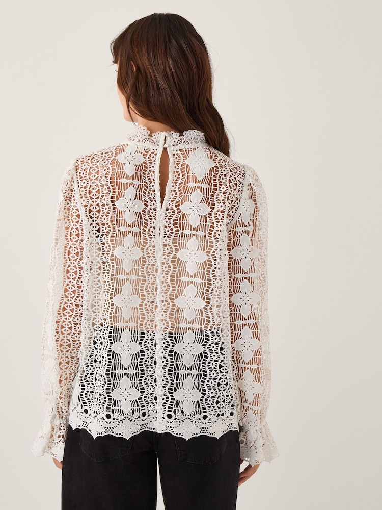 Monsoon White Phoebe Sheer Lace Blouse - Image 2 of 4