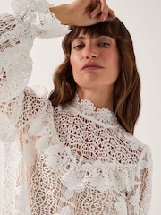 Monsoon White Phoebe Sheer Lace Blouse - Image 4 of 4