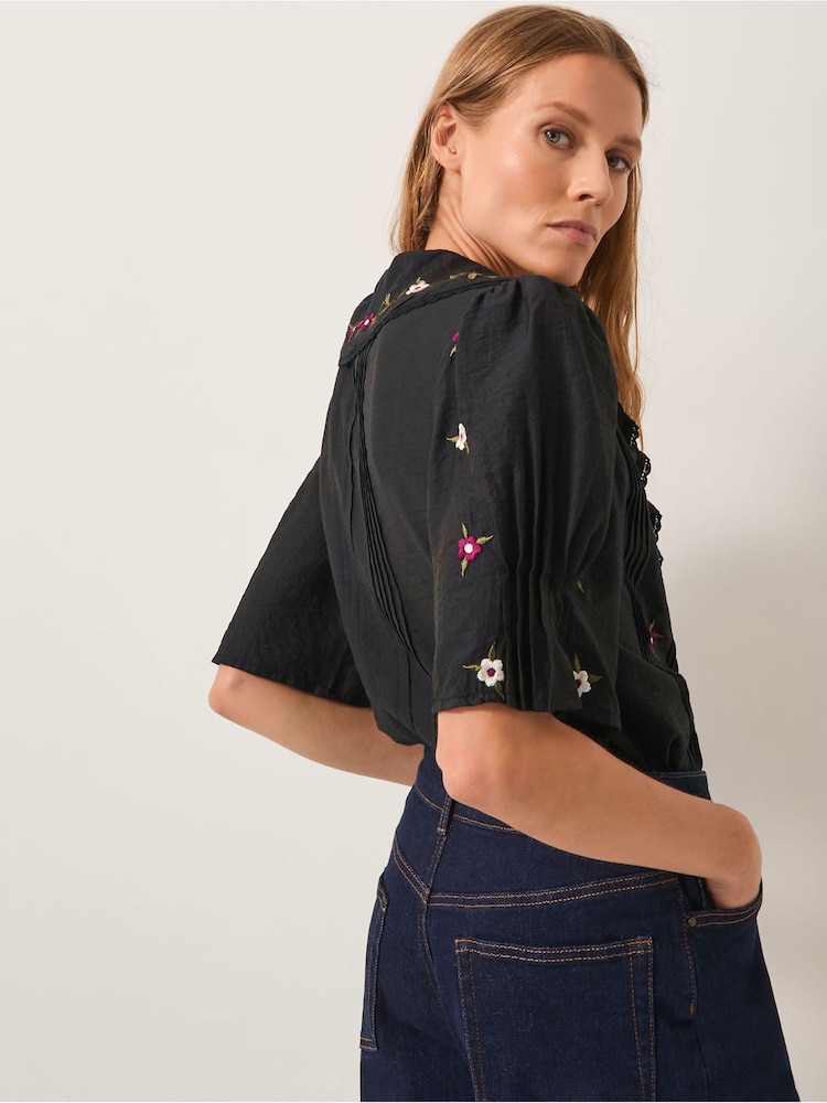 Monsoon Black Elsie Floral Embroidered Shirt - Image 2 of 5