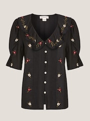 Monsoon Black Elsie Floral Embroidered Shirt - Image 5 of 5