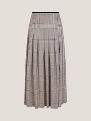 Monsoon Cream Carmen Check Pleat Midi Skirt - Image 6 of 6