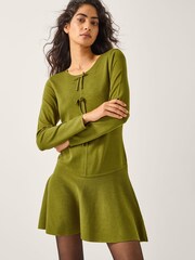 Monsoon Green Bayle Bow Knit Mini Dress - Image 1 of 6