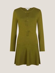 Monsoon Green Bayle Bow Knit Mini Dress - Image 6 of 6