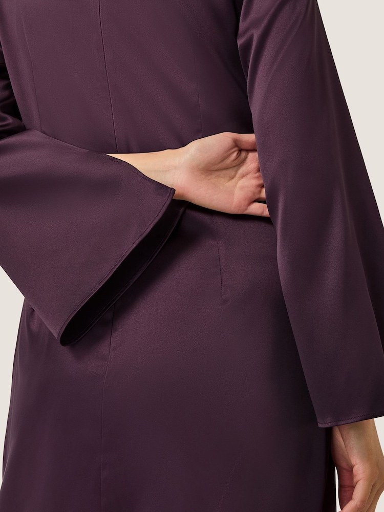 monsoon purple silk dress Purple Monsoon Satin Dress Long Sleeve Satin Midi Dress Purple