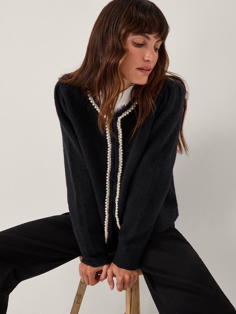 Monsoon Pia Pearl Embellished Cardigan - Imagem 1 de 5