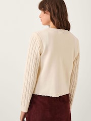 Monsoon Cream Cindy Cable Knit Cardigan - Image 3 of 5