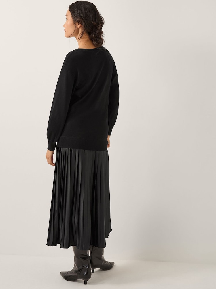 pleated dress with jumper Stunning Long Sleeve Jumper & Pleated Bottom Style Dress