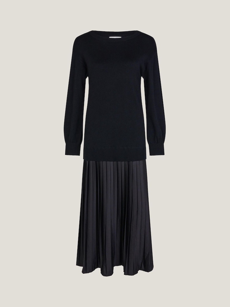 Monsoon Black Fia Jumper Pleated Midi Dress - Image 5 of 5 Monsoon Black Fia Jumper Pleated Midi Dress - Image 5 of 5