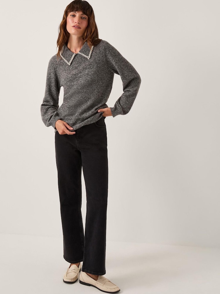 Monsoon Grey Caryn Embellished Collar Jumper - Image 4 of 4