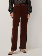 Monsoon Brown Mila Straight Velvet Trousers - Image 3 of 5