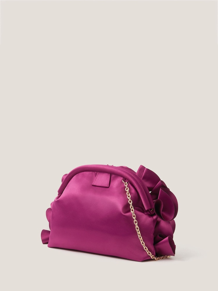 Monsoon Red Mindy Corsage Satin Clutch Bag - Image 2 of 4