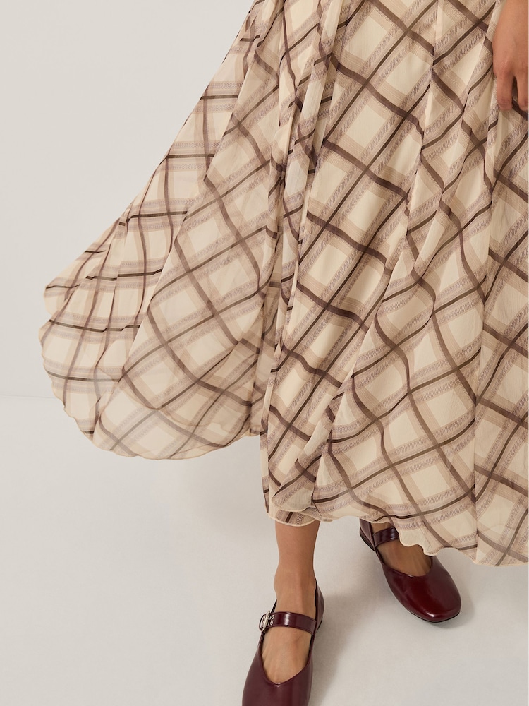 Monsoon Cream Chelsea Check Print Midi Skirt - Image 4 of 4