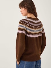 Monsoon Brown Fran Embellished Fair Isle Jumper - Image 2 of 5