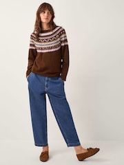 Monsoon Brown Fran Embellished Fair Isle Jumper - Image 3 of 5