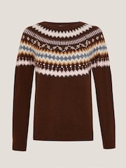 Monsoon Brown Fran Embellished Fair Isle Jumper - Image 5 of 5