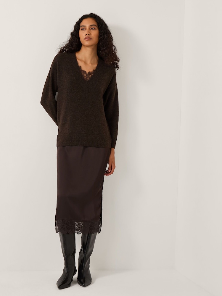Monsoon Brown Fay Jumper Slip Dress - Image 1 of 5