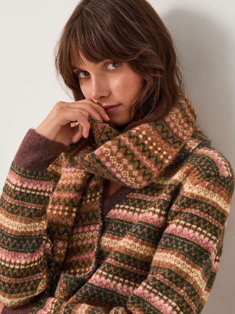 Monsoon Orange Scout Fair Isle Pattern Jumper & Scarf Set - Image 1 of 5