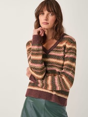 Monsoon Orange Scout Fair Isle Pattern Jumper & Scarf Set - Image 2 of 5