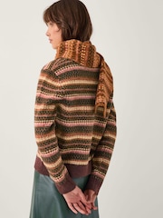 Monsoon Orange Scout Fair Isle Pattern Jumper & Scarf Set - Image 3 of 5