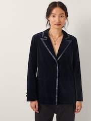 Monsoon Blue Mila Single Breasted Velvet Blazer - Image 2 of 6