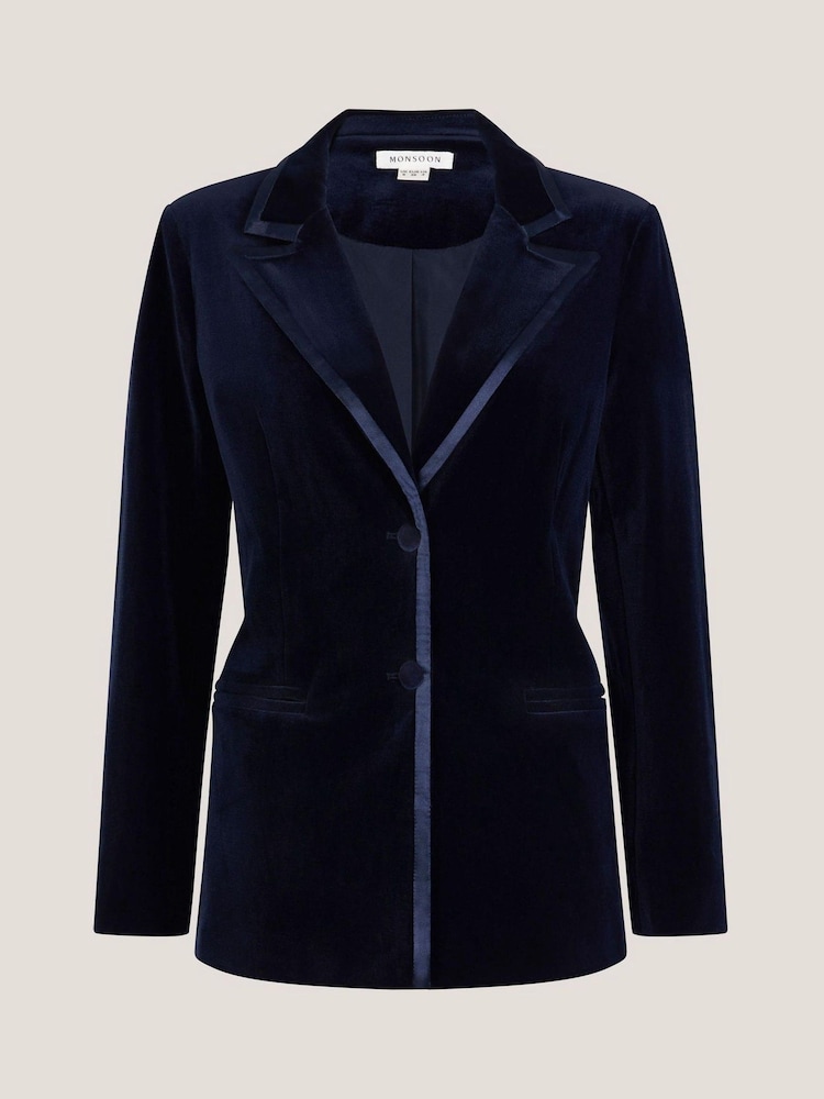 Monsoon Blue Mila Single Breasted Velvet Blazer - Image 6 of 6 Monsoon Blue Mila Single Breasted Velvet Blazer - Image 6 of 6