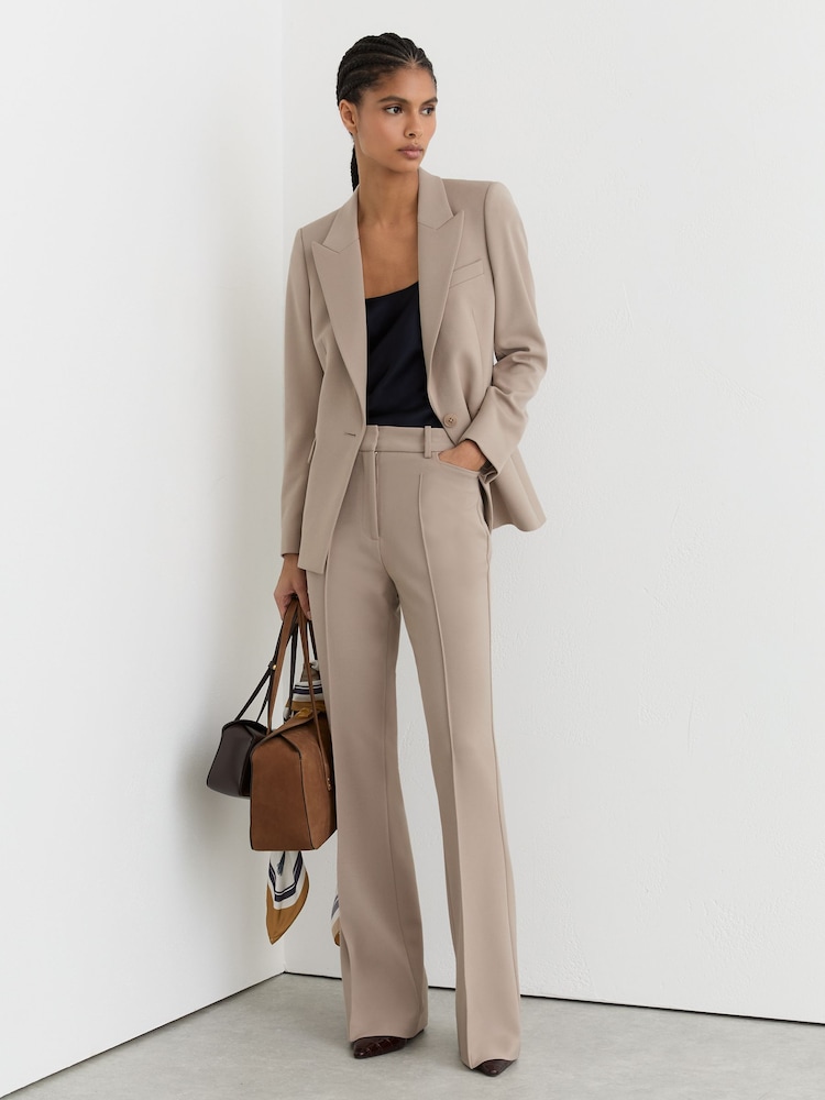 Reiss Stone Neutral Gabi Flared Suit Trousers - Image 1 of 8