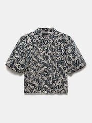 Mint Velvet Black Bow Print Cropped Shirt - Image 6 of 7