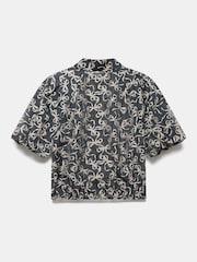 Mint Velvet Black Bow Print Cropped Shirt - Image 7 of 7