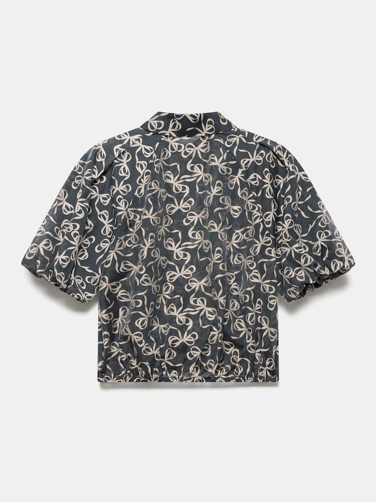 Mint Velvet Black Bow Print Cropped Shirt - Image 7 of 7