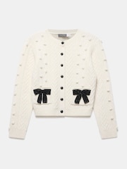 Mint Velvet Cream Bow Detail Wool Blend Cardigan - Image 7 of 8
