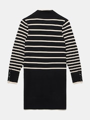 Mint Velvet Black Striped Scarf Detail Knit Mini Dress - Image 8 of 8