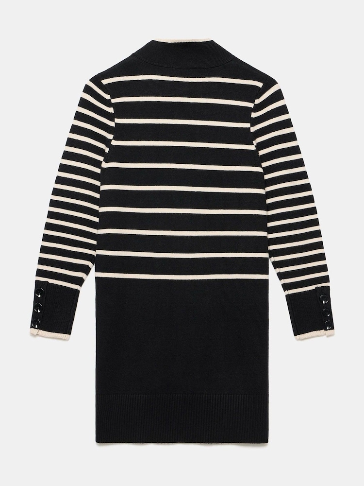 Mint Velvet Black Striped Scarf Detail Knit Mini Dress - Image 8 of 8