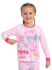Character Pink Peppa Pig George Peppa And Evie Long Sleeve Pyjamas - Image 7 of 12