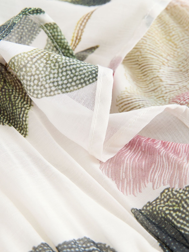 Impression florale Ecru - Robe mi-longue à col en V à volants Grande occasion - Image 2 de 3