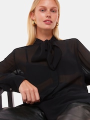 Whistles Black Amy Tie Detail Blouse - Image 4 of 4