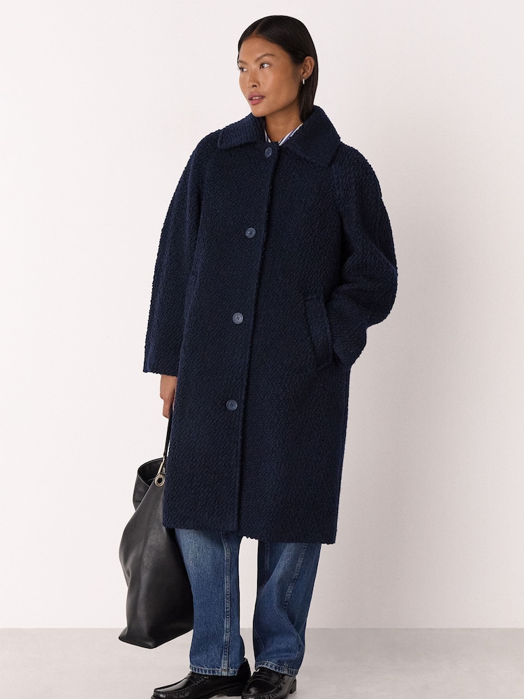 Whistles Blue Petite Petite Romy Boucle Coat - Image 1 of 4