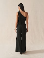 Schwarz - Schleifen-Schulter Wide-Leg Occasion-Jumpsuit - Bild 4 von 7